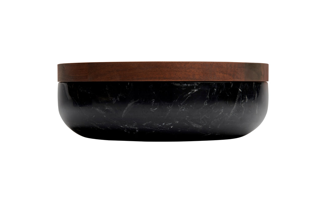 VVD pottery 30cm black marble 7cm high/ lid 3cm walnut