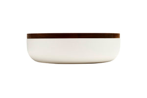 VVD pottery 30cm white ceramic 7cm high / lid 2cm walnut