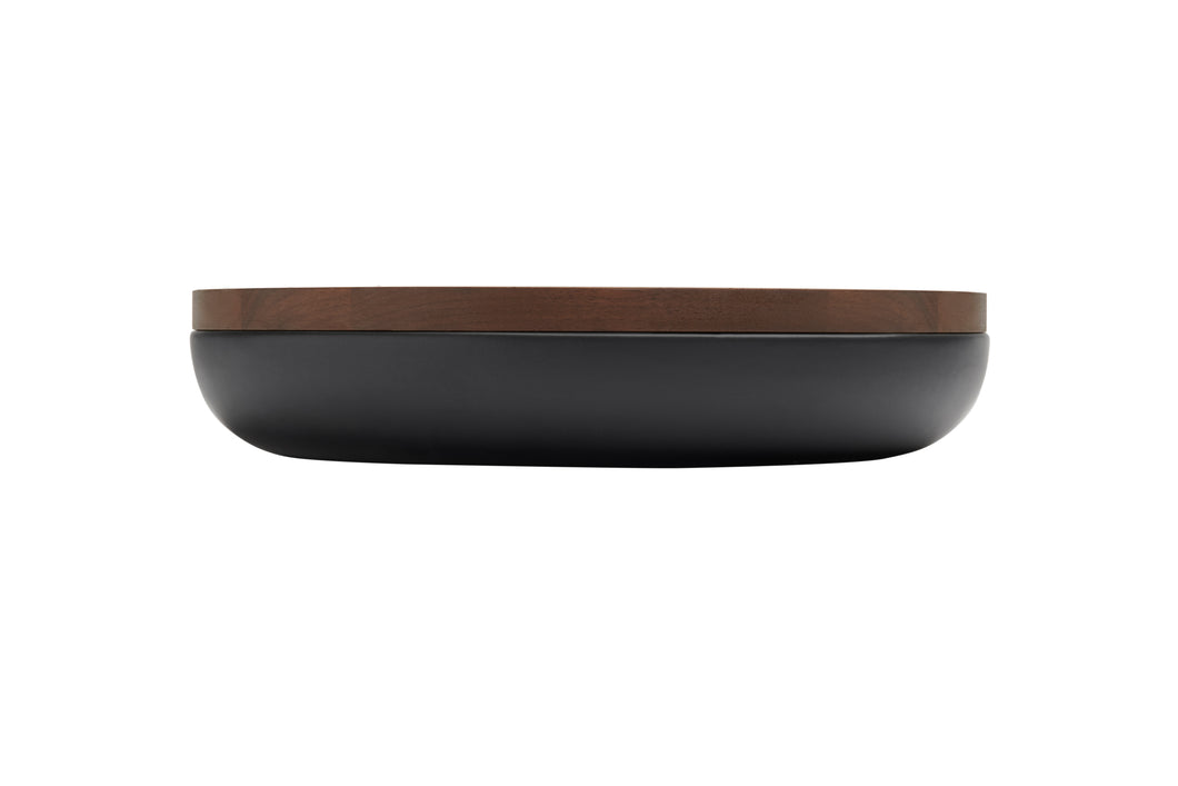 VVD pottery 30cm black ceramic 5cm high / lid 2cm walnut