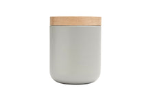 Load image into Gallery viewer, VVD pottery 15cm warm grey ceramic 17cm high/ lid 3cm oak