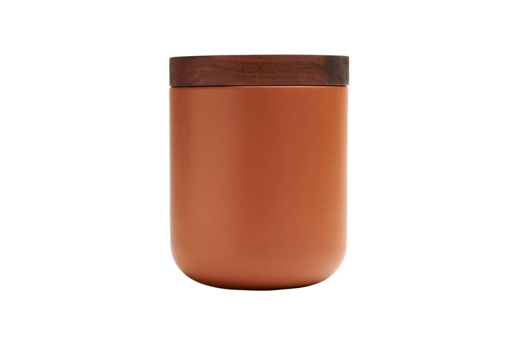 VVD pottery 15cm rouille ceramic 17cm high/ lid 3cm walnut
