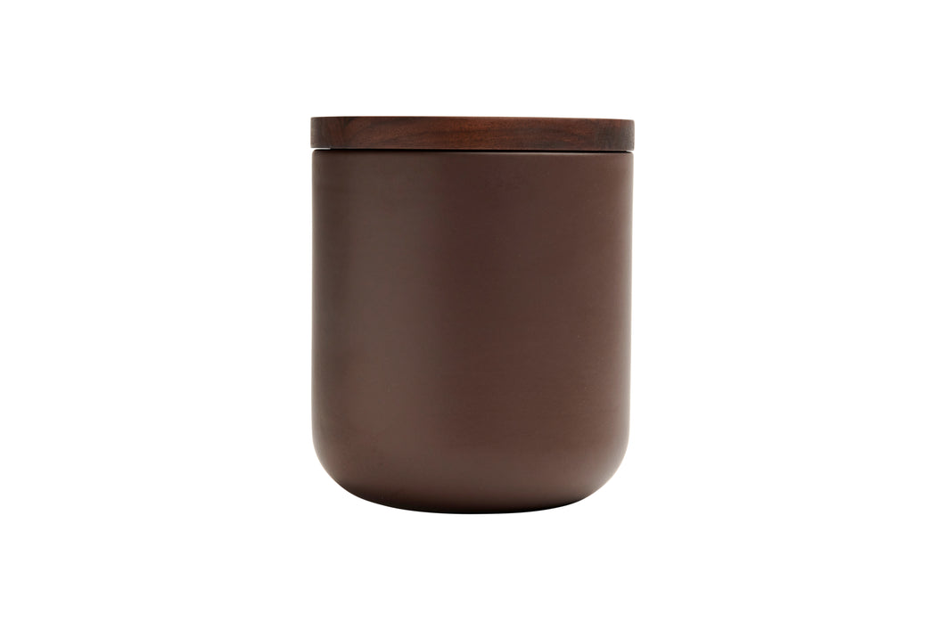 VVD pottery 15cm brown ceramic 17cm high/ lid 2cm walnut