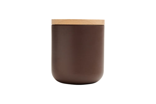 VVD pottery 15cm brown ceramic 17cm high/ lid 2cm oak