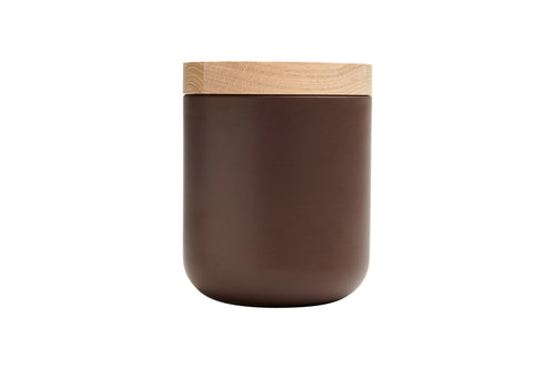VVD pottery 15cm brown ceramic 17cm high/ lid 3cm oak