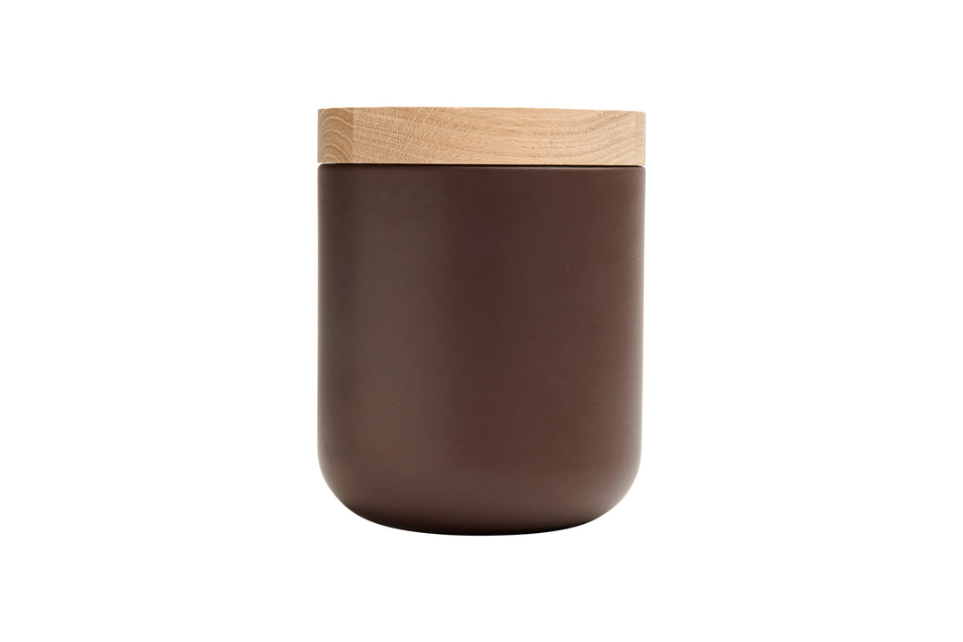 VVD pottery 15cm brown ceramic 17cm high/ lid 3cm oak
