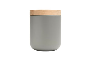 VVD pottery 15cm cool grey ceramic 17cm high/ lid 3cm oak
