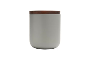 VVD pottery 15cm cool grey ceramic 17cm high/ lid 2cm walnut