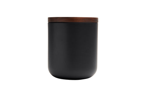 VVD pottery 15cm black ceramic 17cm high/ lid 2cm walnut