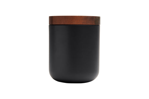 VVD pottery 15cm black ceramic 17cm high/ lid 3cm walnut