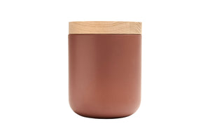 VVD pottery 15cm mocca ceramic 17cm high/ lid 3cm oak