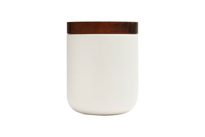 VVD pottery 15cm white ceramic 17cm high/ lid 3cm walnut