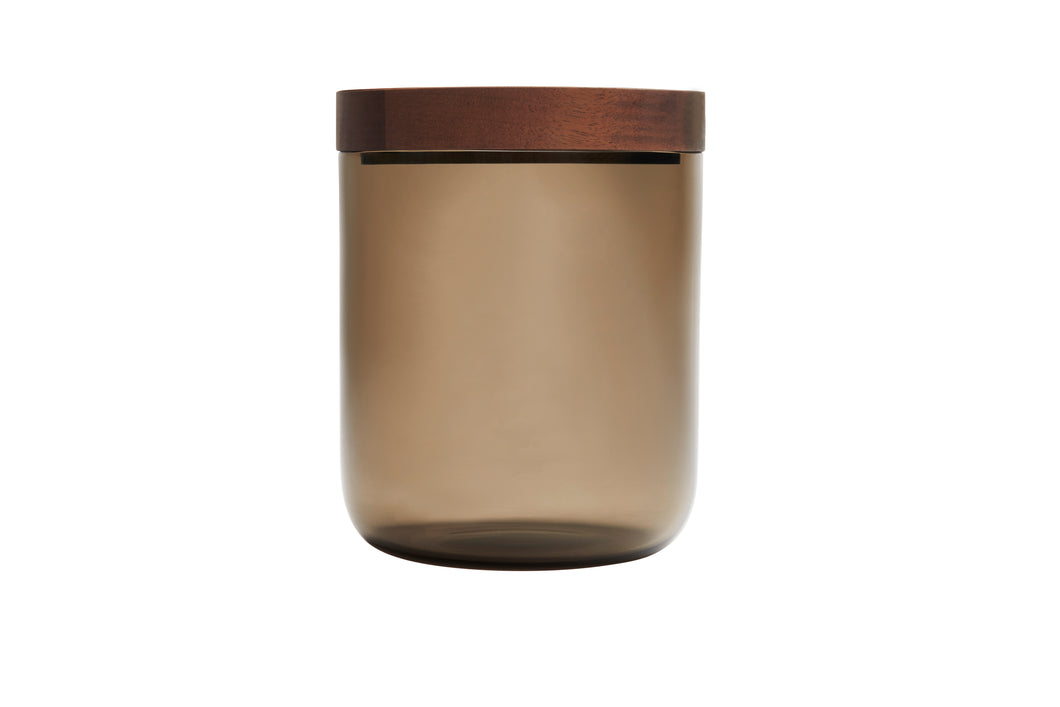 VVD pottery 15cm brown glass 17cm high/ lid 3cm walnut