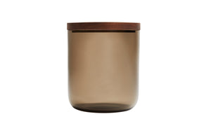 VVD pottery 15cm brown glass 17cm high/ lid 2cm walnut