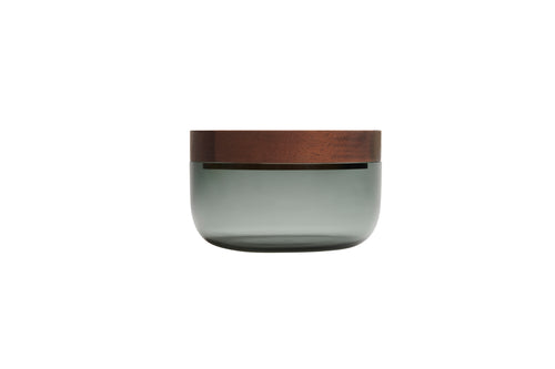 VVD pottery 15cm black glass 7cm high/ lid 3cm walnut