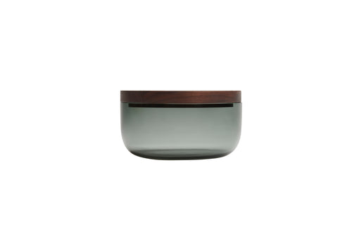 VVD pottery 15cm black glass 7cm high/ lid 2cm walnut