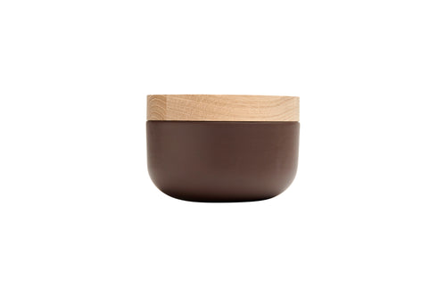 VVD pottery 15cm brown ceramic 7cm high/ lid 3cm oak