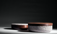 Load image into Gallery viewer, VVD pottery 30cm muschelkalk stone 7cm high/ lid 2cm walnut