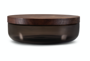 VVD pottery 30cm brown glass 7cm high / lid 3cm walnut