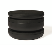Load image into Gallery viewer, VVD pottery 30cm black ceramic 7cm high / lid 3cm black stained oak