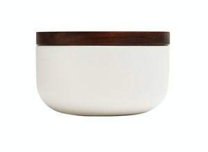 VVD pottery 15cm white ceramic 7cm high/ lid 2cm walnut