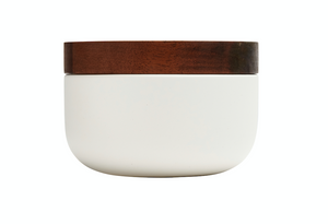 VVD pottery 15cm white ceramic 7cm high/ lid 3cm walnut