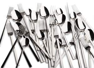 Cutlery with 5 prong fork / set of 4 x 6 pieces each